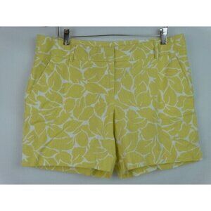 Ann Taylor Loft Women's Shorts Size 10 Yellow & White Linen The Riviera Short